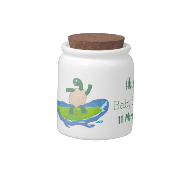 Funny tortoise wave surfing cartoon candy jar (Left)