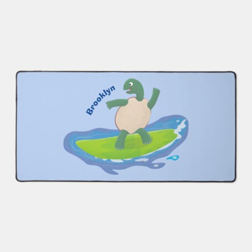 Funny tortoise wave surfing cartoon desk mat