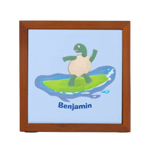 Funny tortoise wave surfing cartoon desk organizer