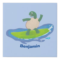 Funny tortoise wave surfing cartoon 