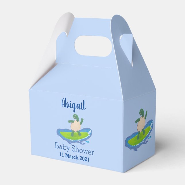 Funny tortoise wave surfing cartoon  favor boxes (Front Side)