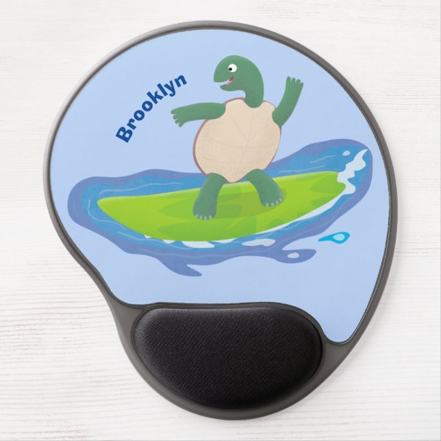 Funny tortoise wave surfing cartoon gel mouse pad (Front)