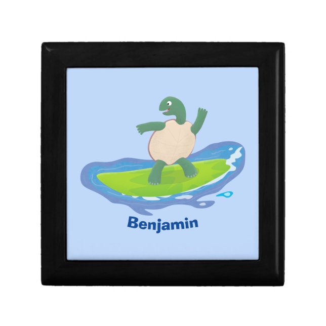 Funny tortoise wave surfing cartoon gift box (Front)