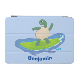 Funny tortoise wave surfing cartoon iPad mini cover