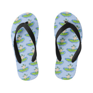 Funny tortoise wave surfing cartoon kid's flip flops