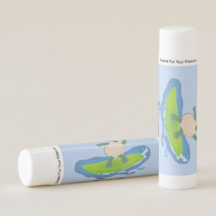 Funny tortoise wave surfing cartoon lip balm