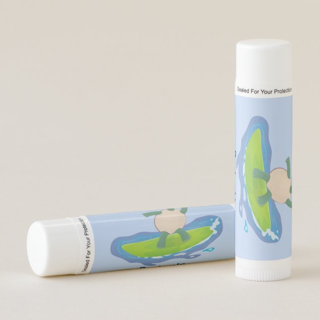 Funny tortoise wave surfing cartoon lip balm (Front)