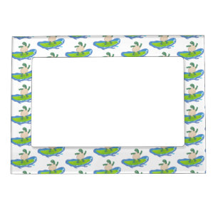 Funny tortoise wave surfing cartoon magnetic frame