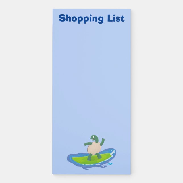 Funny tortoise wave surfing cartoon  magnetic notepad (Front)