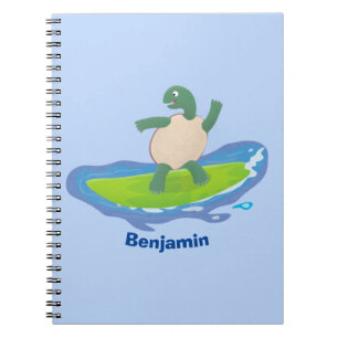 Funny tortoise wave surfing cartoon notebook
