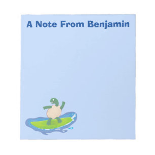 Funny tortoise wave surfing cartoon notepad