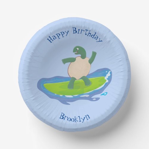 Funny tortoise wave surfing cartoon paper bowls