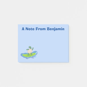 Funny tortoise wave surfing cartoon post-it notes