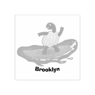 Funny tortoise wave surfing cartoon rubber stamp