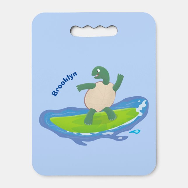 Funny tortoise wave surfing cartoon seat cushion (Front Vertical)