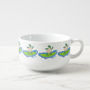 Funny tortoise wave surfing cartoon soup mug