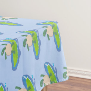 Funny tortoise wave surfing cartoon tablecloth