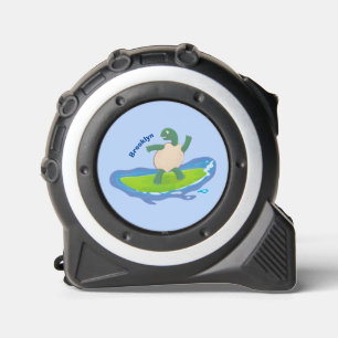 Funny tortoise wave surfing cartoon tape measure