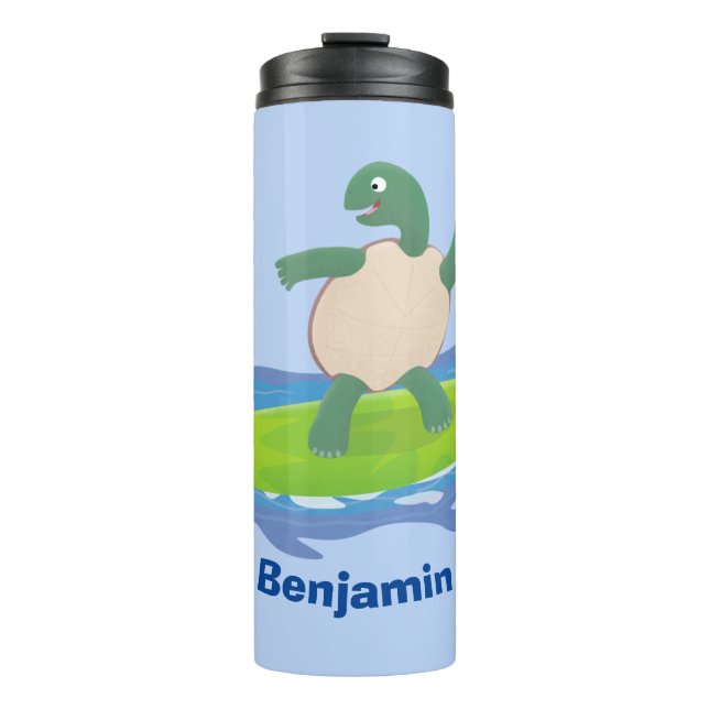 Funny tortoise wave surfing cartoon thermal tumbler (Front)