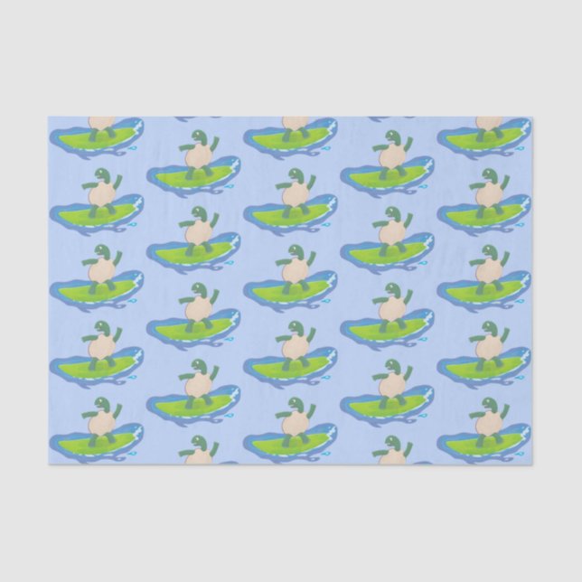 Funny tortoise wave surfing cartoon  tissue paper (Front)
