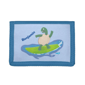 Funny tortoise wave surfing cartoon tri-fold wallet