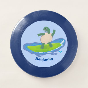 Funny tortoise wave surfing cartoon Wham-O frisbee