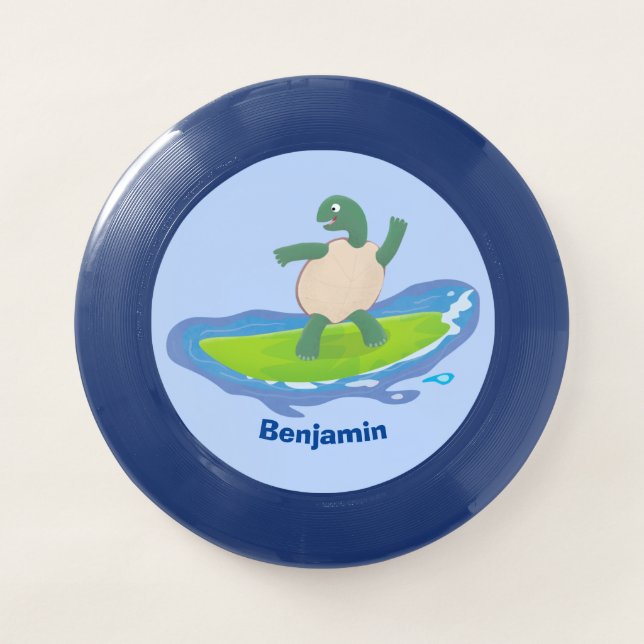 Funny tortoise wave surfing cartoon Wham-O frisbee (Front)