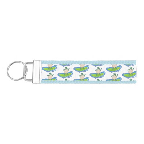 Funny tortoise wave surfing cartoon wrist keychain