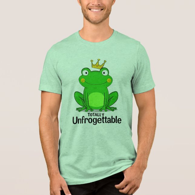 Funny "Totally Unfrogettable" Frog Pun Tri-Blend Shirt (Front)