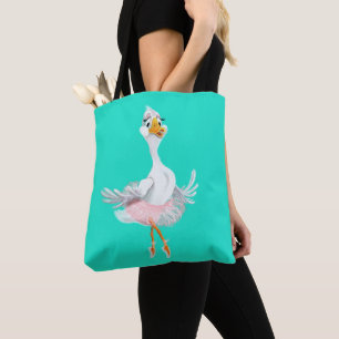 Funny Tote Bag Happy Ballerina Duck - Your Colors