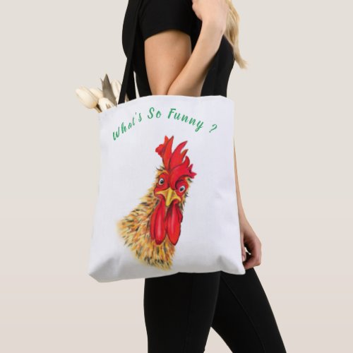 Funny Tote Bag Surprised Rooster _ Custom Text
