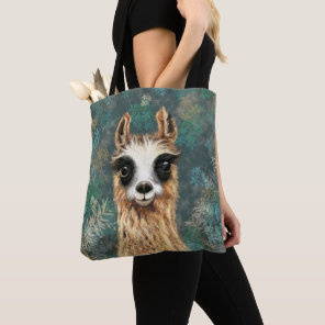 Funny Tote Bag with Curious Llama