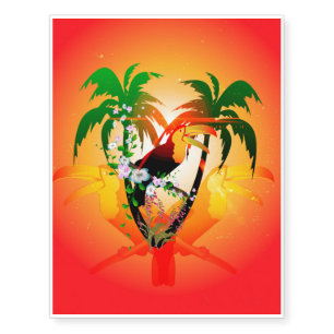 Funny toucan sitting on a branch temporary tattoos