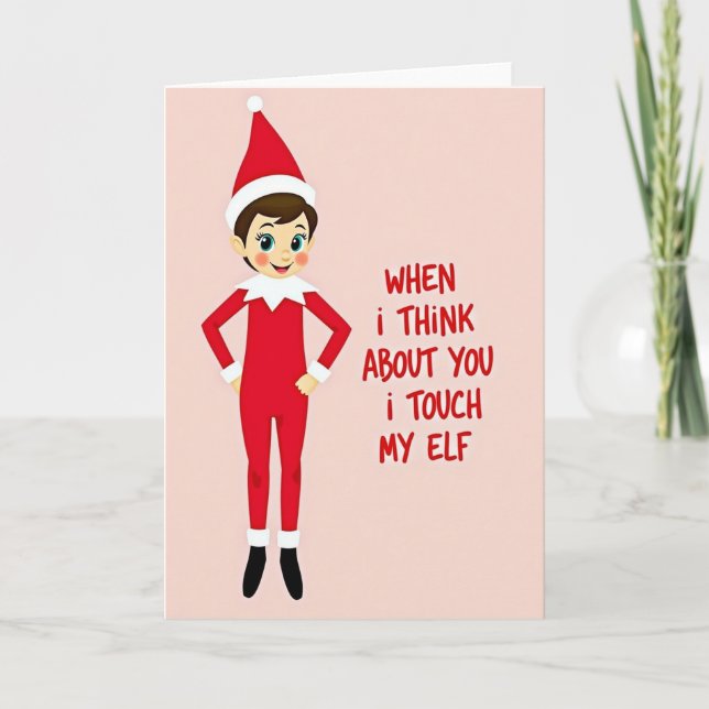 Funny Touch My Elf Xmas Card (Front)