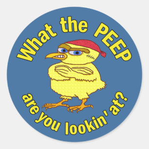 Funny Tough Easter Chick Chicken Peep Humor Classic Round Sticker