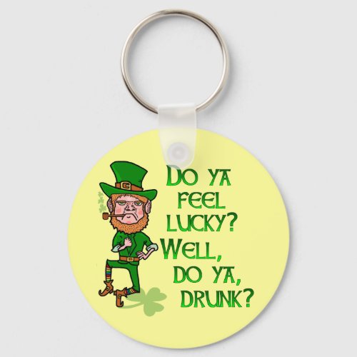 Funny Tough Lucky Drunk Leprechaun Keychain