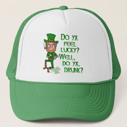 Funny Tough Lucky Drunk Leprechaun Trucker Hat