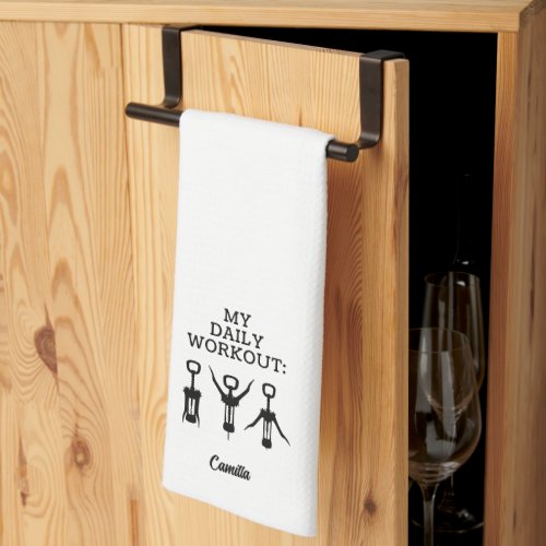 Funny Towel Wine Lover Black White Personalized Kitchen Towel