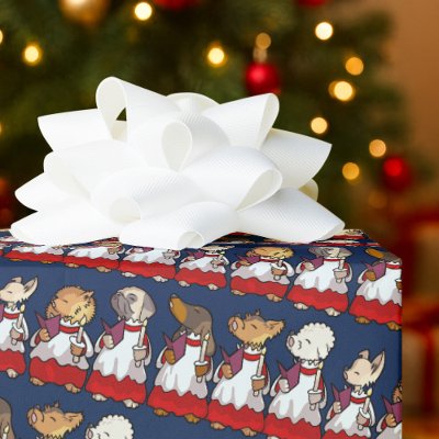 Funny Toy Dog Choir Carol Singers Yorkie Cartoon Wrapping Paper