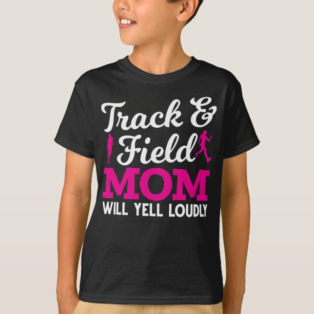 Funny Track and Field Mother Running Kids T-Shirt (Front)