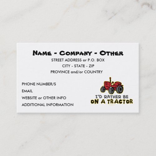 Funny Tractor Business Card
