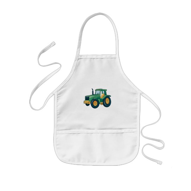 Funny Tractor Cartoon Design Kids' Apron (Front)