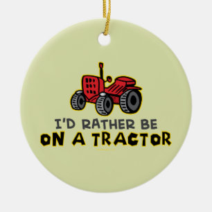 Funny Tractor Ceramic Ornament