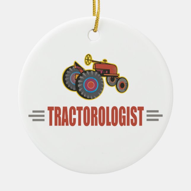Funny Tractor Ceramic Ornament (Front)
