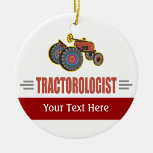 Funny Tractor Ceramic Ornament