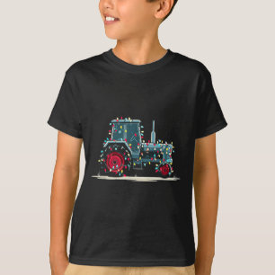 Funny Tractor Christmas Graphics Lights Lover Farm T-Shirt