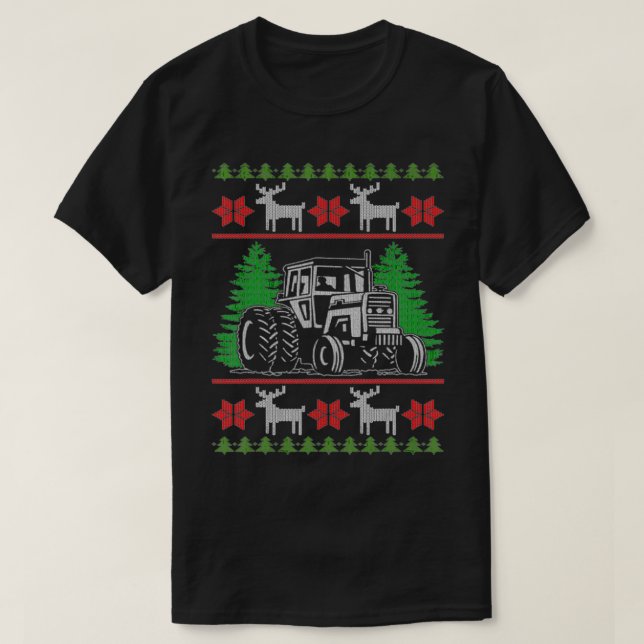 Funny Tractor Farmer Ugly Christmas Sweaters  (Design Front)