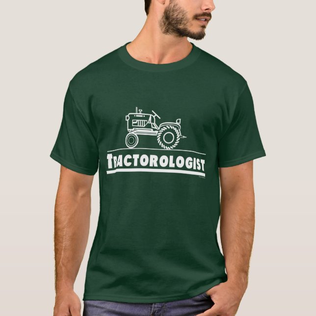 Funny Tractor Humorous Tractorologist Green T-Shirt (Front)