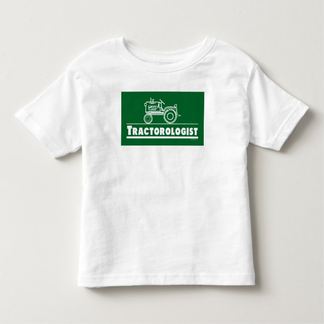 Funny Tractor Humorous Tractorologist Green Toddler T-shirt (Front)