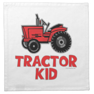 Funny Tractor Kid Red Napkin
